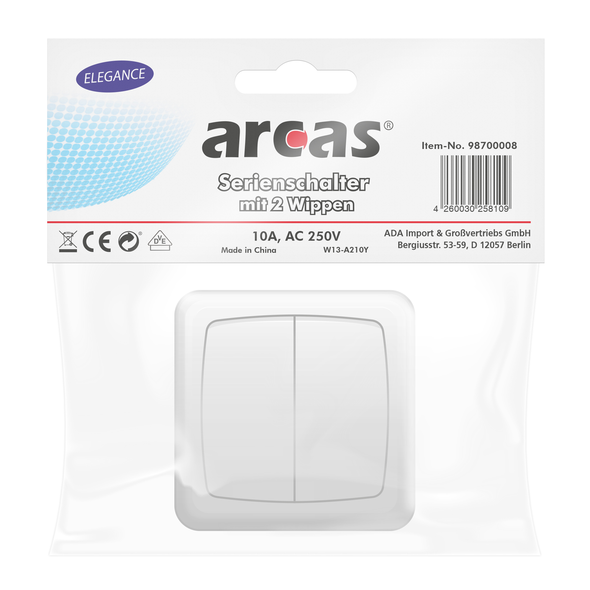 ARCAS ELEGANCE Serienschalter m. 2 Wippen Mod. W13-A210Y