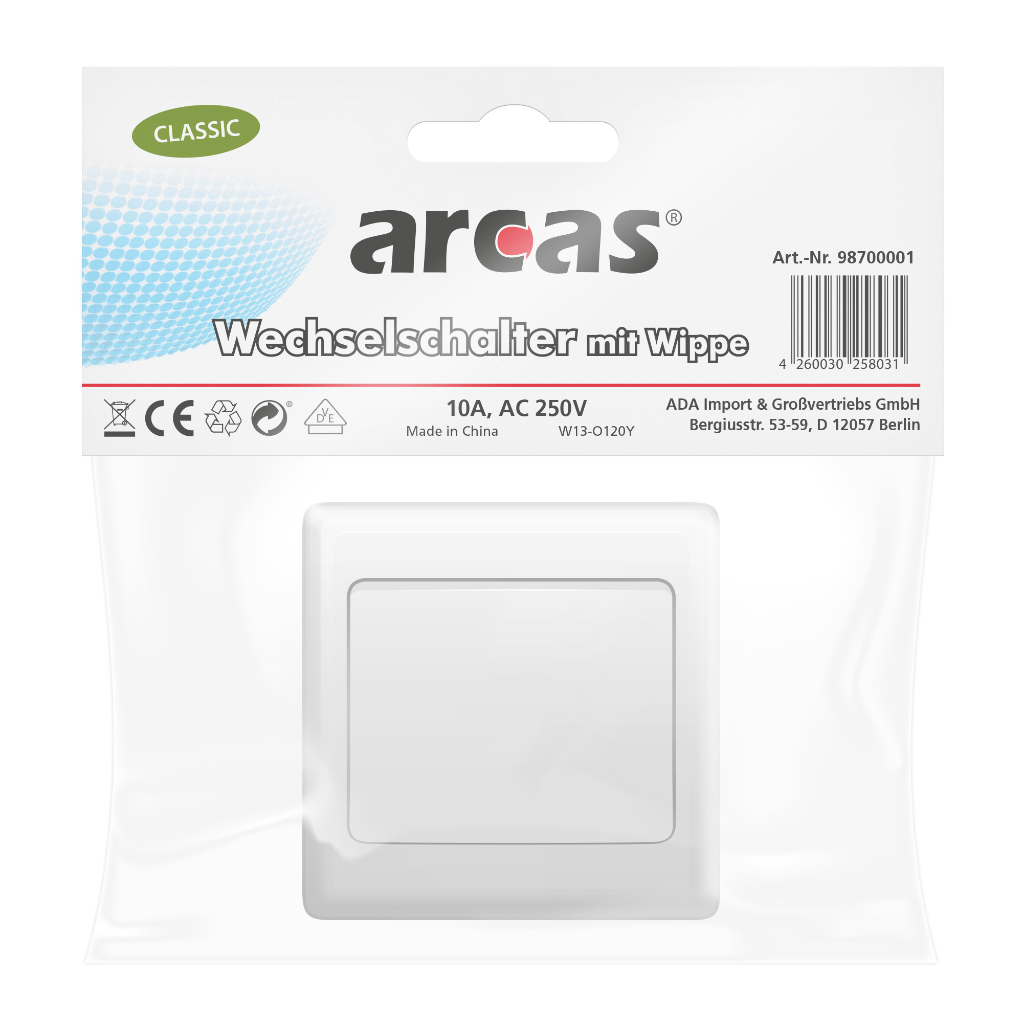 ARCAS CLASSIC Wechselschalter m. Wippe Mod. W13-O120Y
