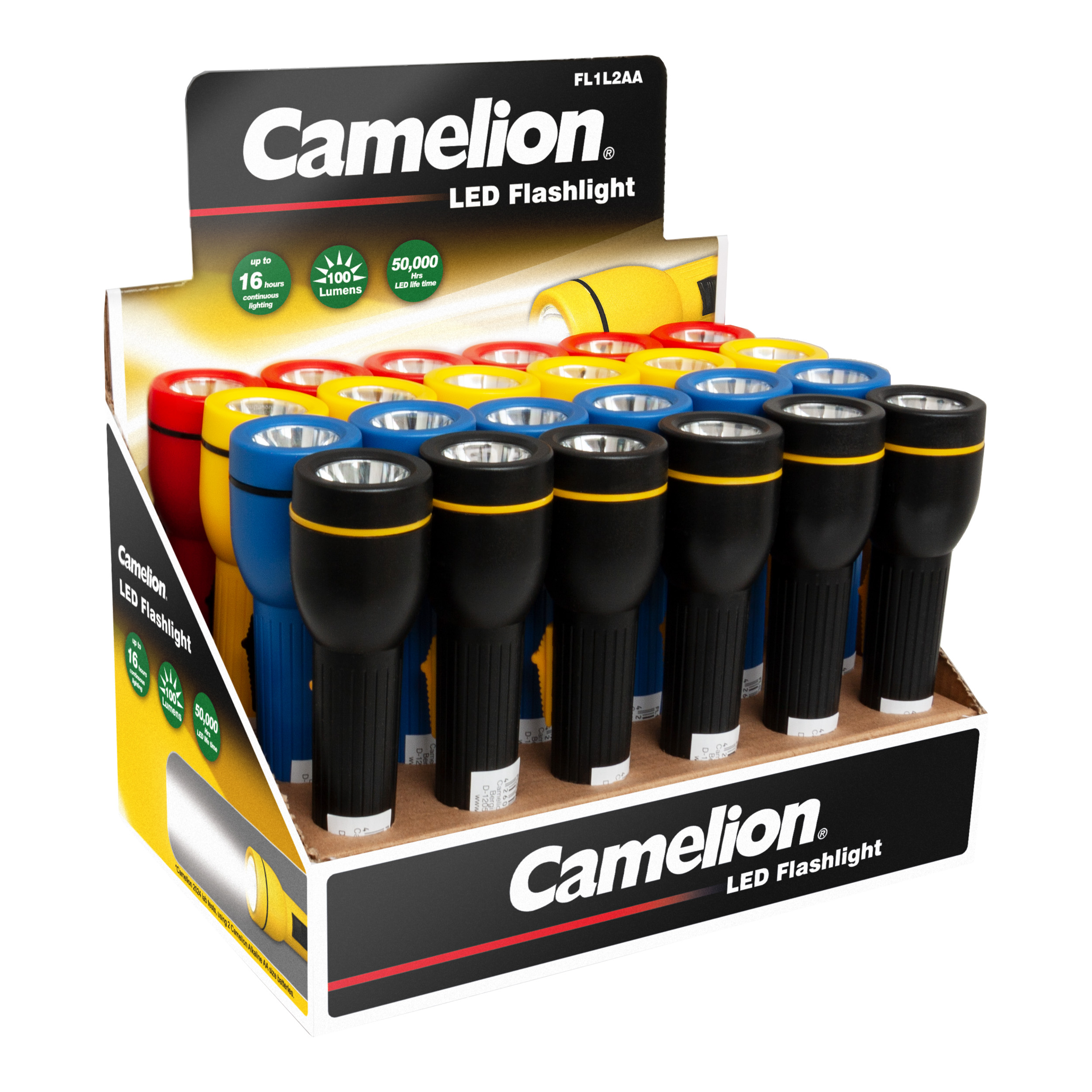 CAMELION FL1L2AAD24 Flashlight 24pcs Display