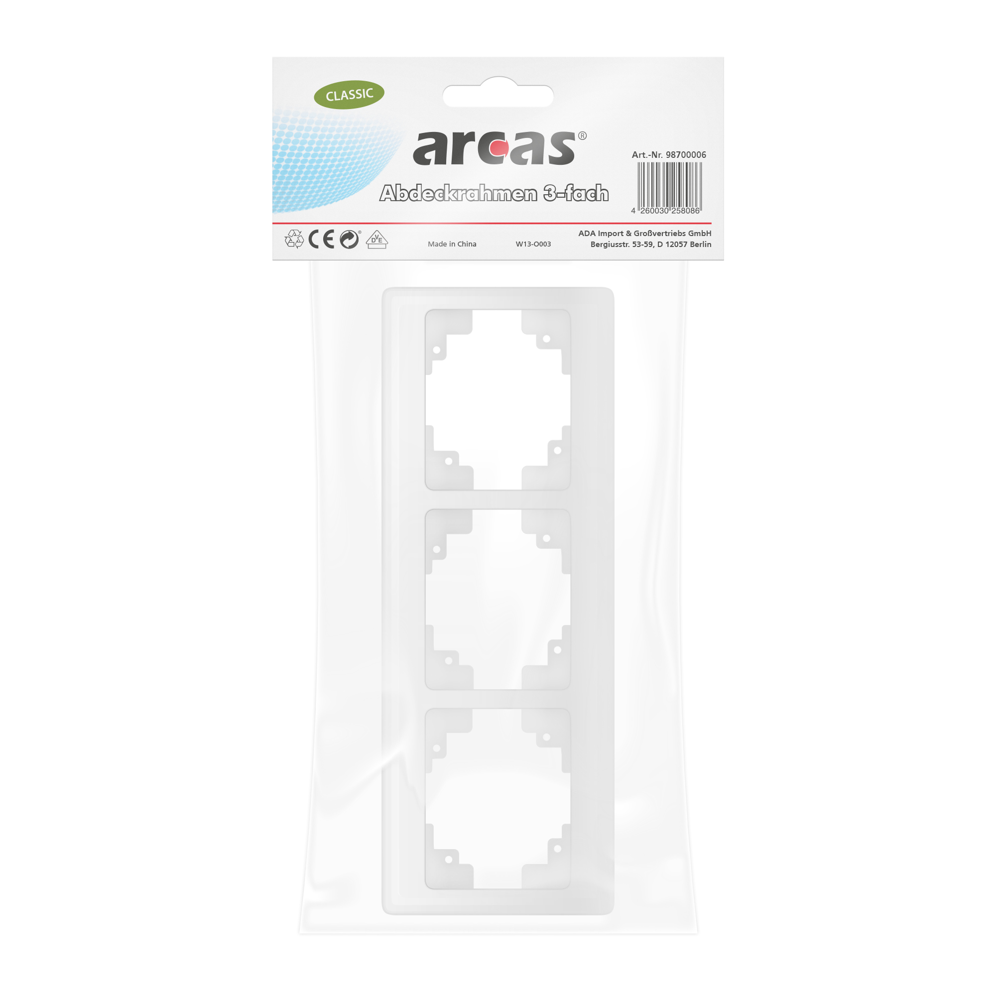 ARCAS CLASSIC Abdeckrahmen 3-fach Mod. W13-O003