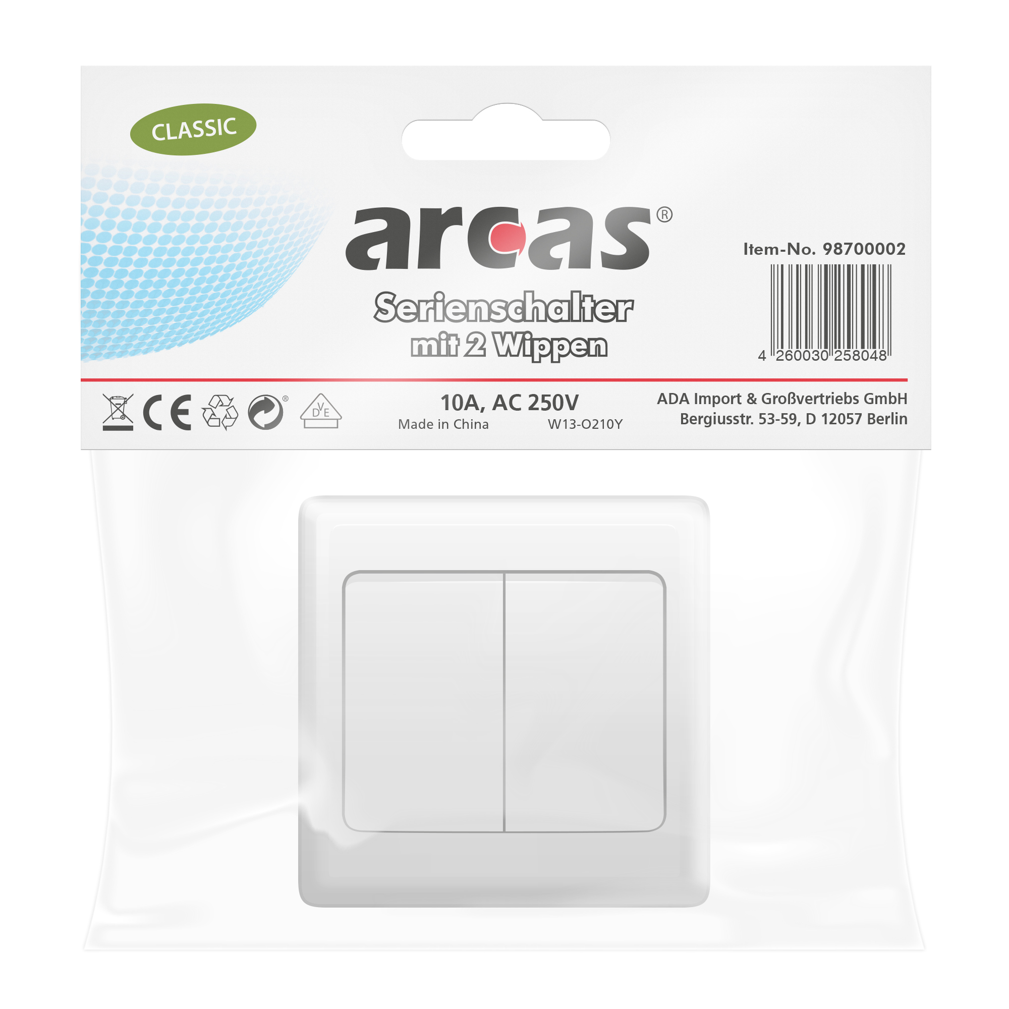 ARCAS CLASSIC Serienschalter m. 2 Wippen Mod. W13-O210Y