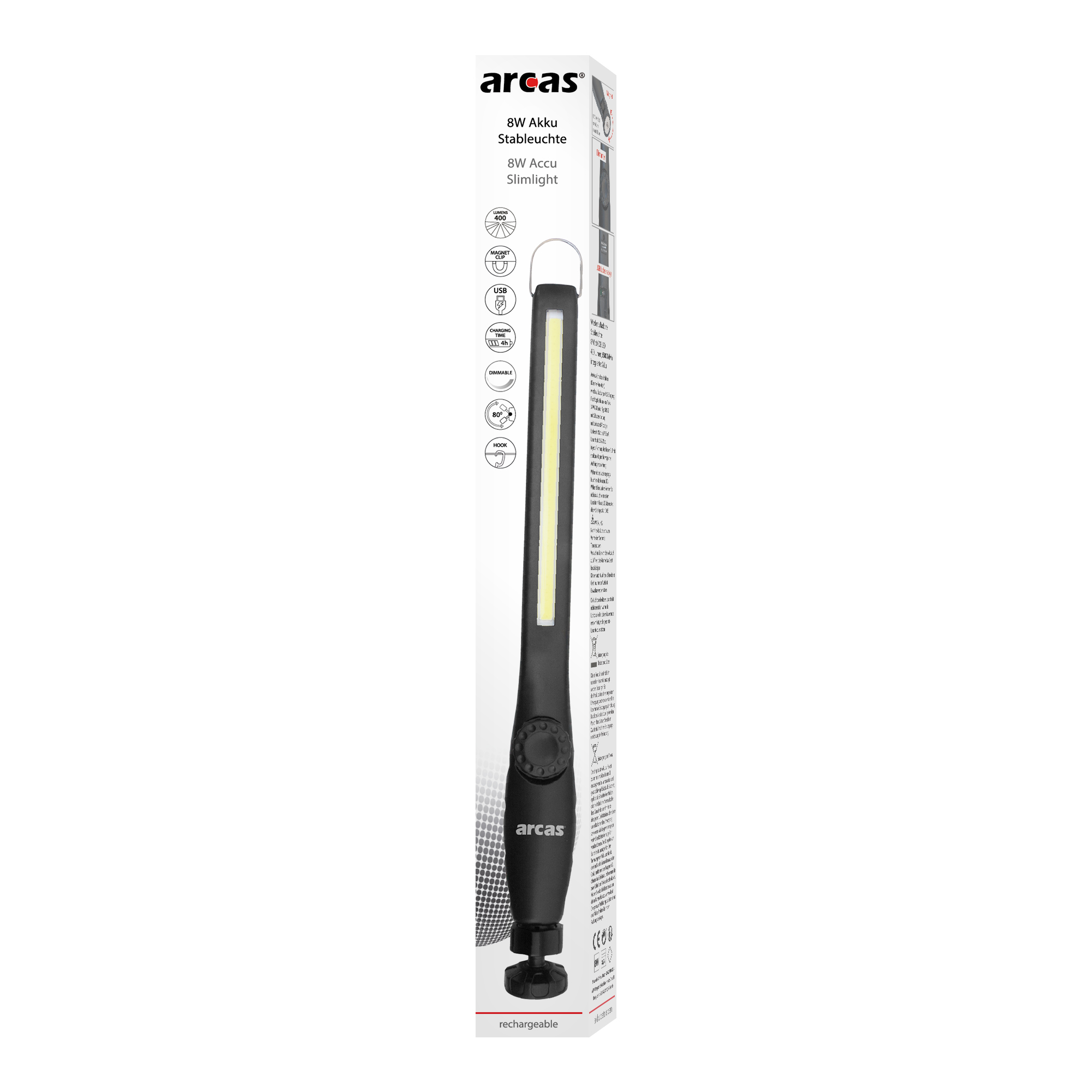 ARCAS 8W COB LED Akku Stableuchte