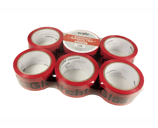 ECOLLE  Klebeband "Vorsichtig Glas" / 48mm x 66m / 6er Pack