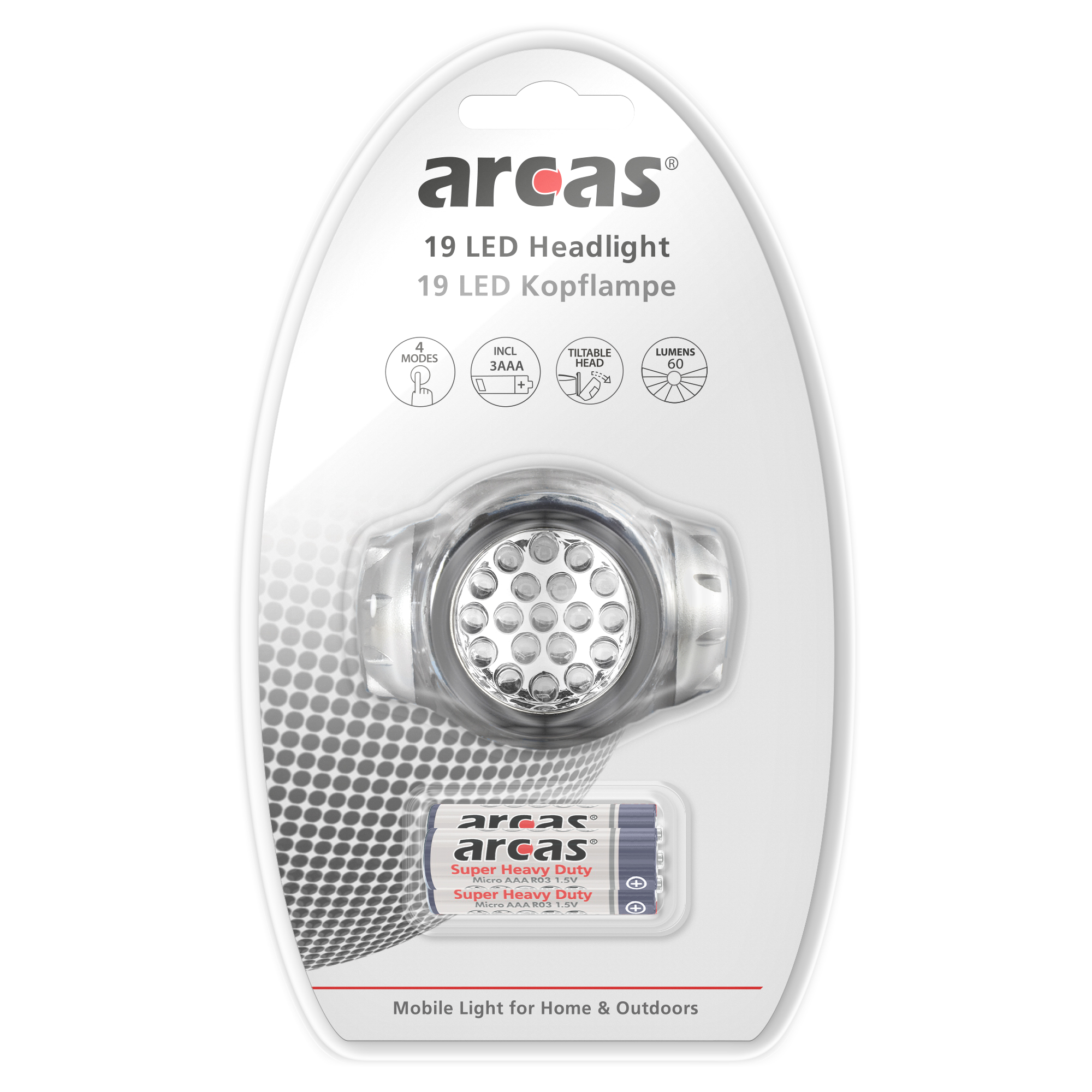 ARCAS 19 LED-Kopflampe /  inkl. 3 x R03 Batterien